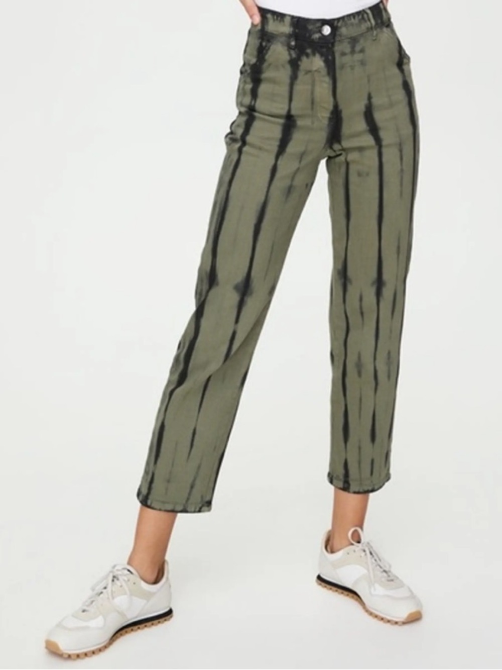 Aritzia Wilfred Free Green & Black Tie-Dye Kelsey Straight Leg Jeans